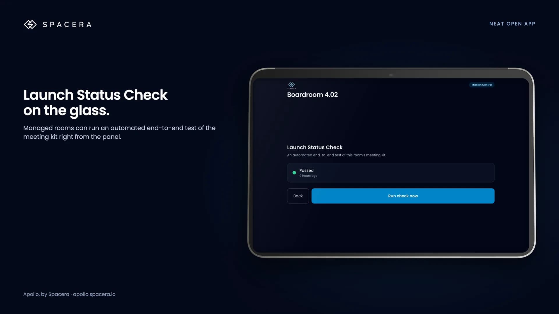 Launch Status Check result shown on the panel